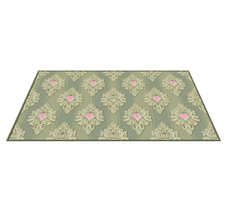 French green vintage pattern rug - TenStickers
