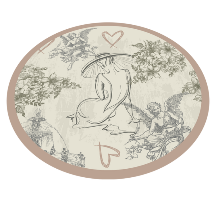 Round Celestial Floral Element circular rug - TenStickers