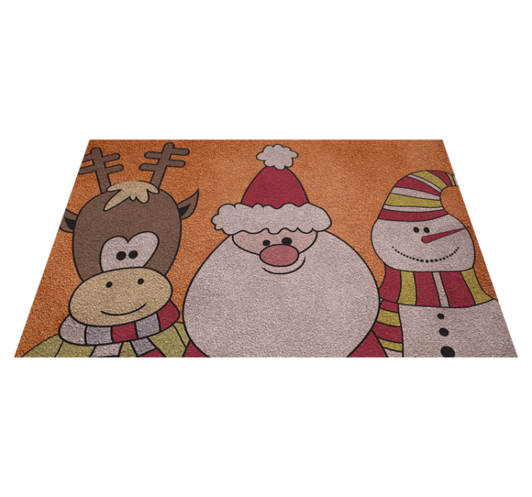 Reindeer Santa and snow man Christmas rug - TenStickers