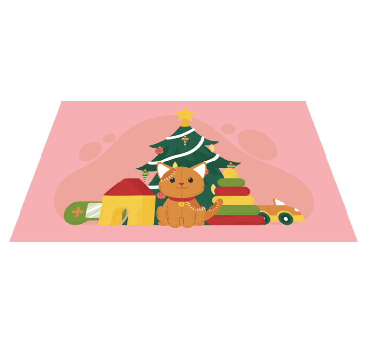 Cat Christmas animal floor mat - TenStickers