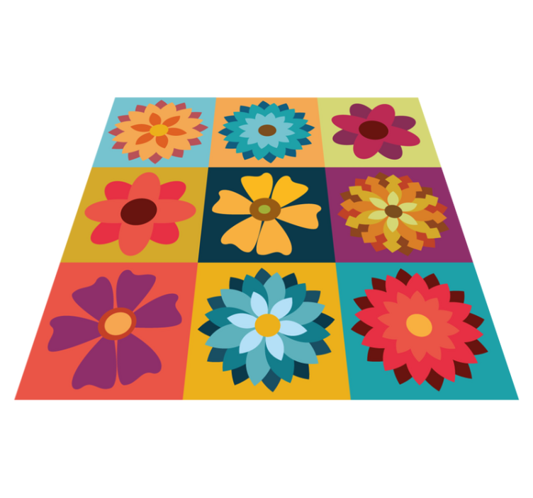Multicolor hippie flowers tile carpet - TenStickers