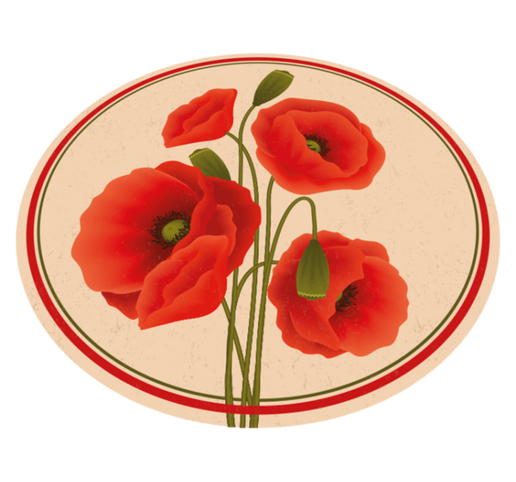 Red poppies floral  vinyl floor rug - TenStickers