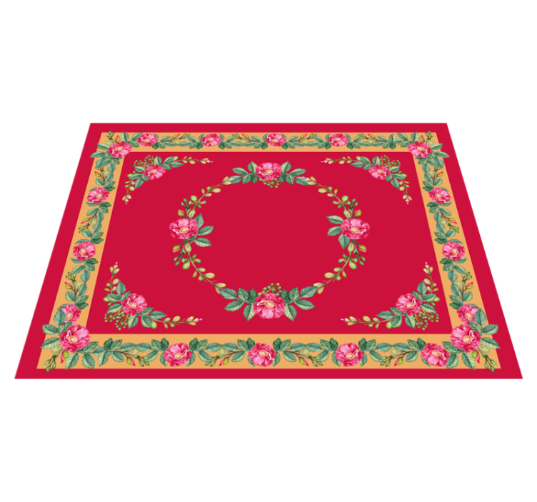 Vintage floral pattern red rug - TenStickers