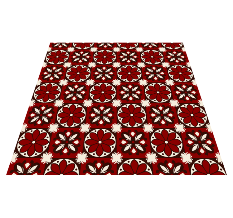 Vintage tile pattern red rug - TenStickers