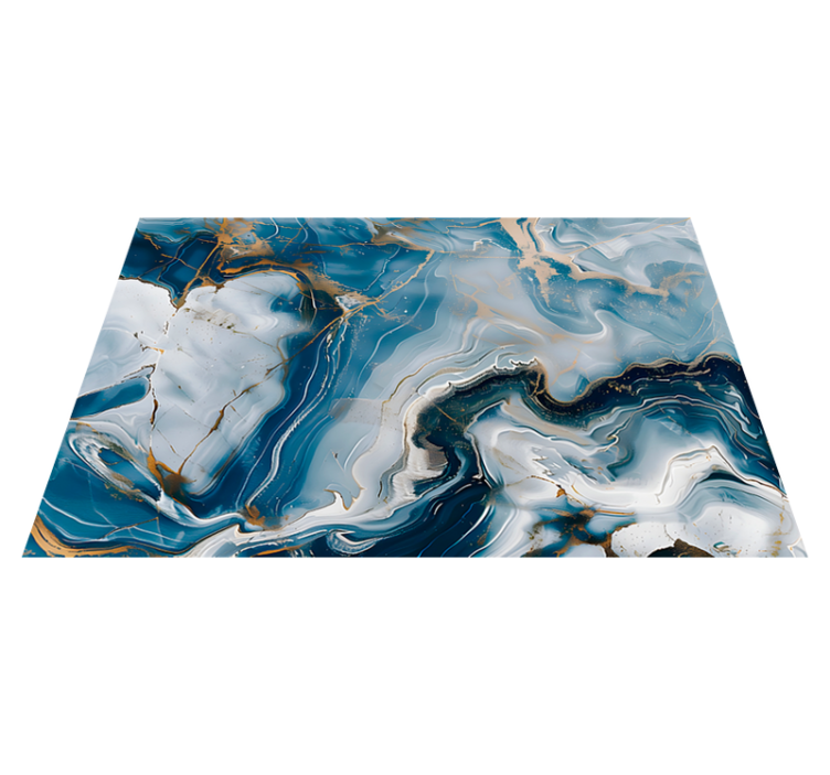 Navy blue & White colors marble rug - TenStickers