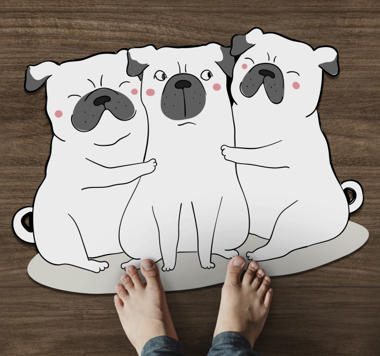 3 friendly pugs animal vinyl rug - TenStickers