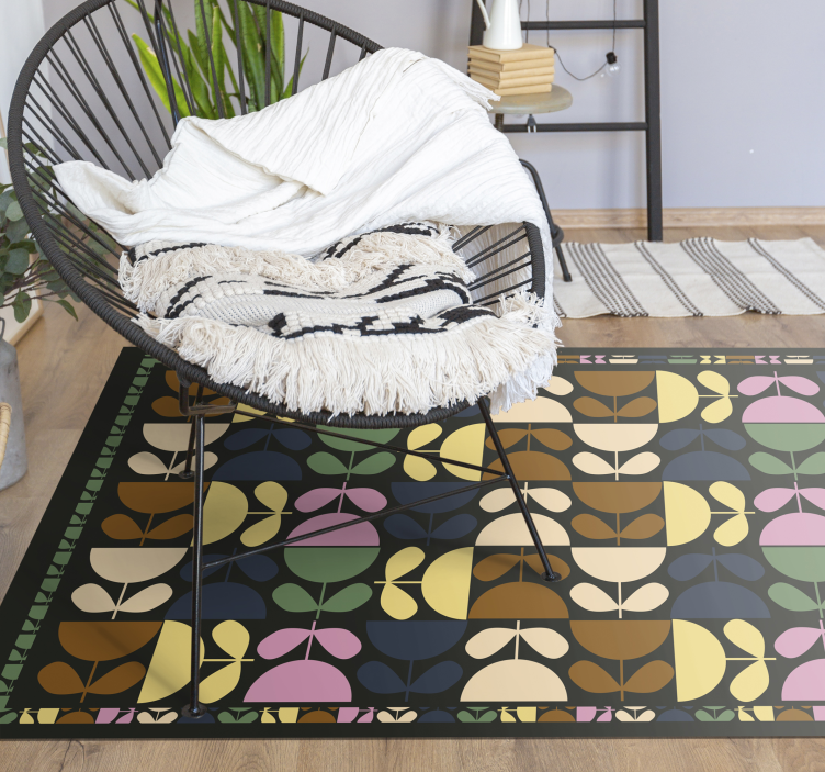 Vibrant Leaf Motifs tile carpet - TenStickers