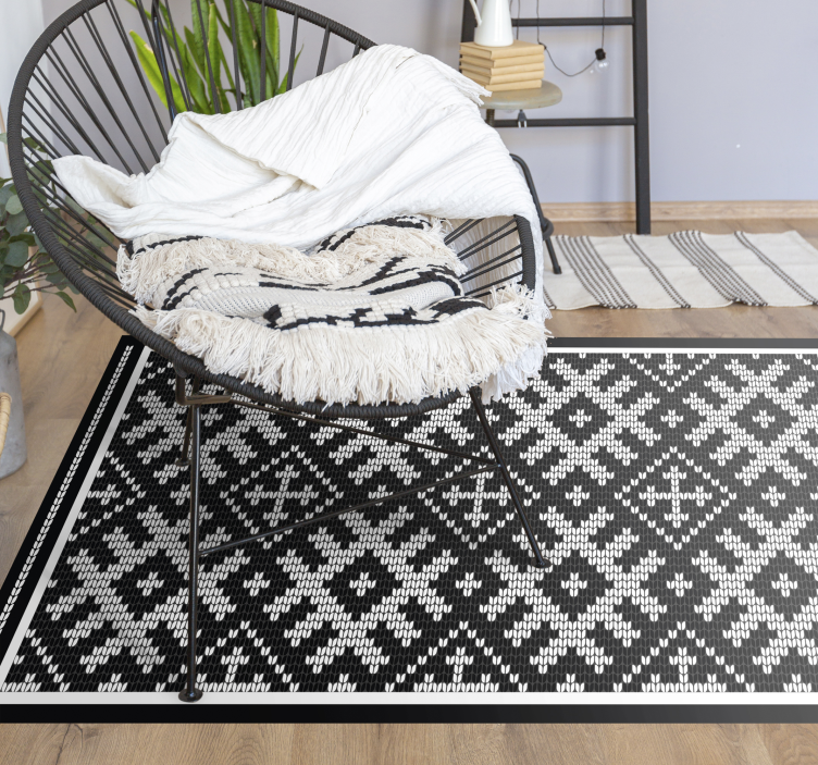 Viking Chained Squares Geometric Pattern Vinyl Rug - TenStickers