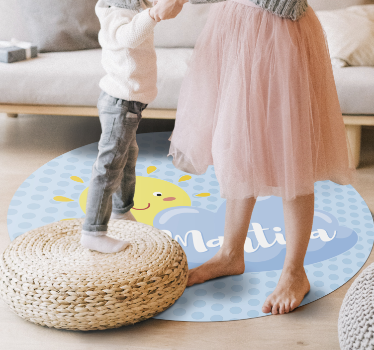 Sun and cloud with name kids rug - TenStickers