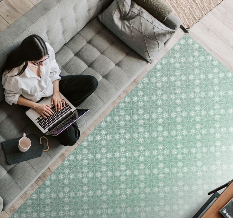 Mint green patterns bedroom carpet - TenStickers