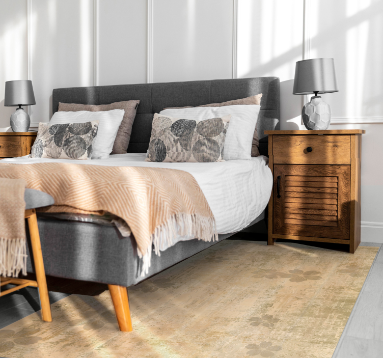 Subtle floral elegance living room rug - TenStickers