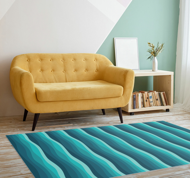 Serene blue waves living room rug - TenStickers