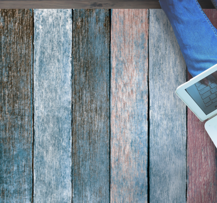 Blue and pink planks wood effect rug - TenStickers