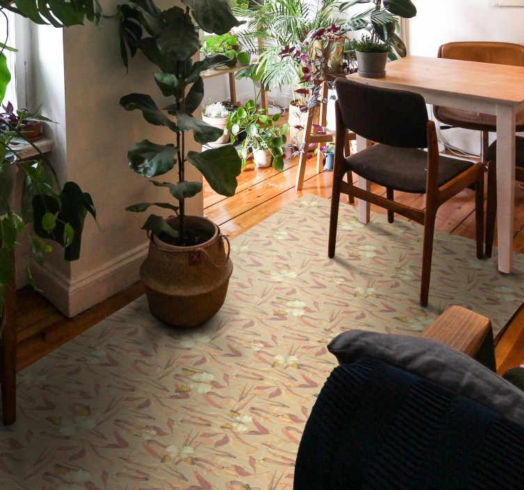 Floral patterned ensemble living room rug - TenStickers