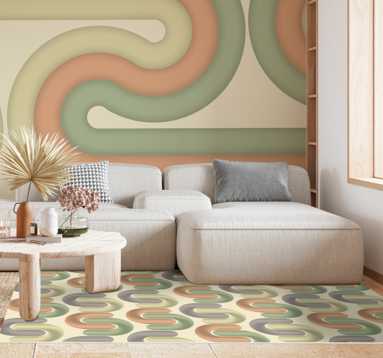 Curved colour patterns living room rug - TenStickers