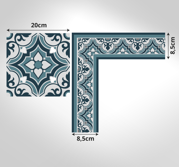 Elegant Blue Motif tile carpet - TenStickers