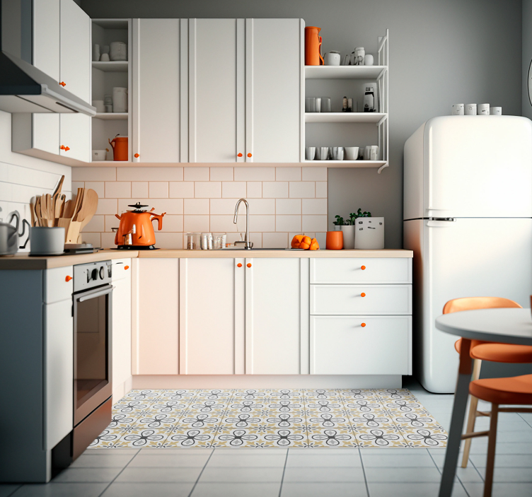 Retro tiles kitchen vinyl rug - TenStickers