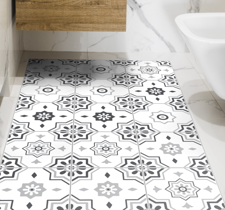 Gray pantone tile vinyl rug - TenStickers