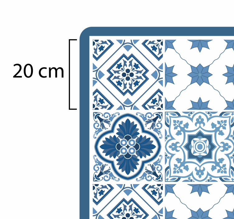 Blue grey floral Portuguese bathroom flooring - TenStickers
