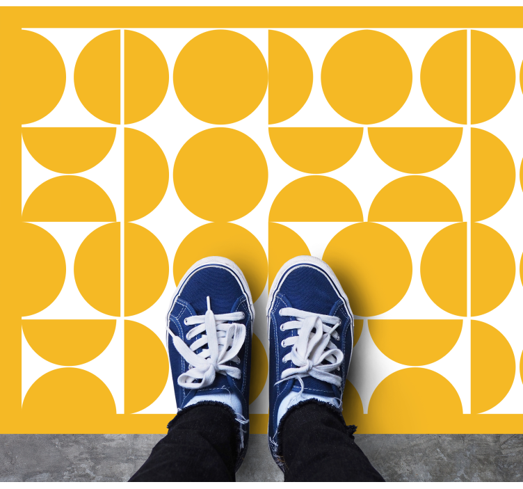 Yellow Circle Pattern geometric rug - TenStickers