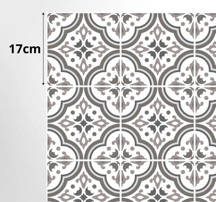 Grey flower and tile  vinyl rug - TenStickers