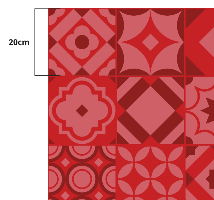 Red tiles  kitchen floor mat - TenStickers