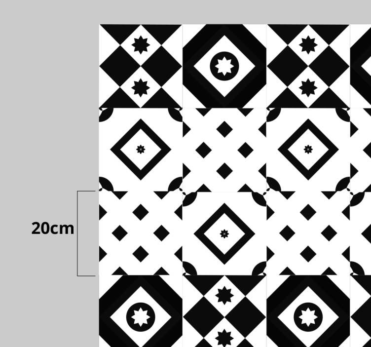 Monochrome geometric shapes kitchen mat - TenStickers