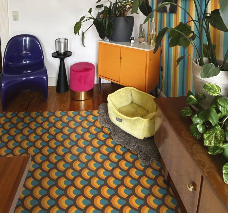 70s Rainbow waves vintage vinyl rug - TenStickers