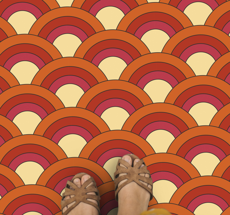 70's semicircles geometric vinyl rug - TenStickers