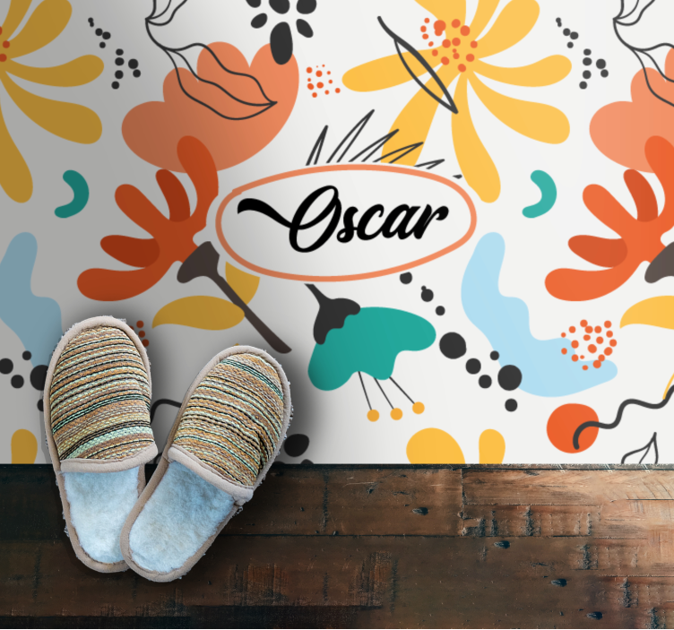 Abstract art with bright colors floral rug - TenStickers