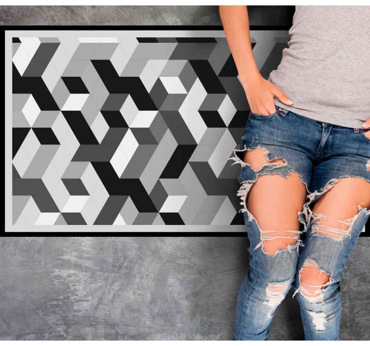 Grey 3D pattern geometric rug - TenStickers