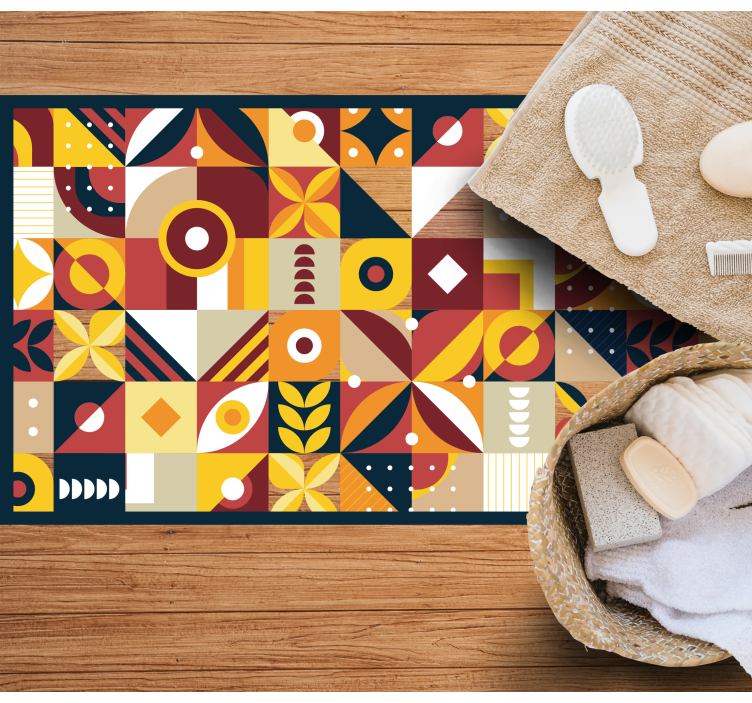 Abstract multicolor mosaic tile carpet - TenStickers