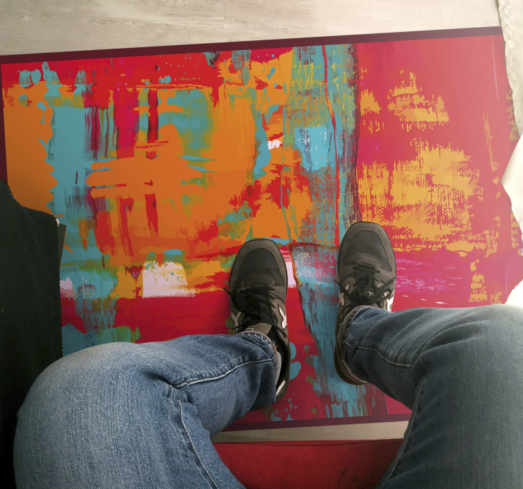 Abstract painting strokes geometric rug - TenStickers