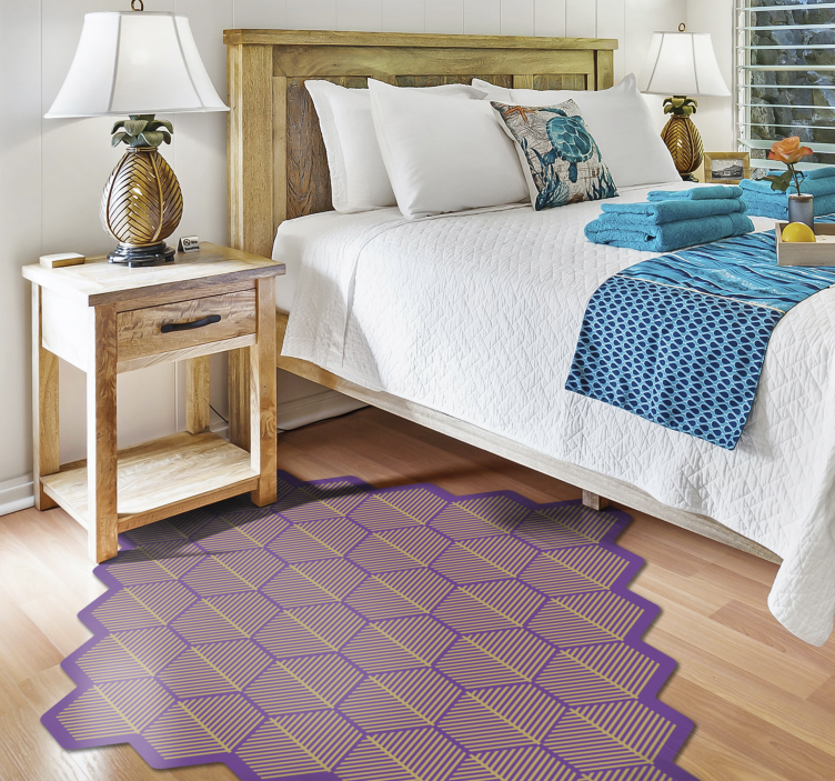 Abstract Purple Hexagons geometric rug - TenStickers