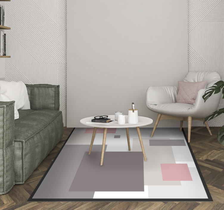 Abstract square composition living room rug - TenStickers