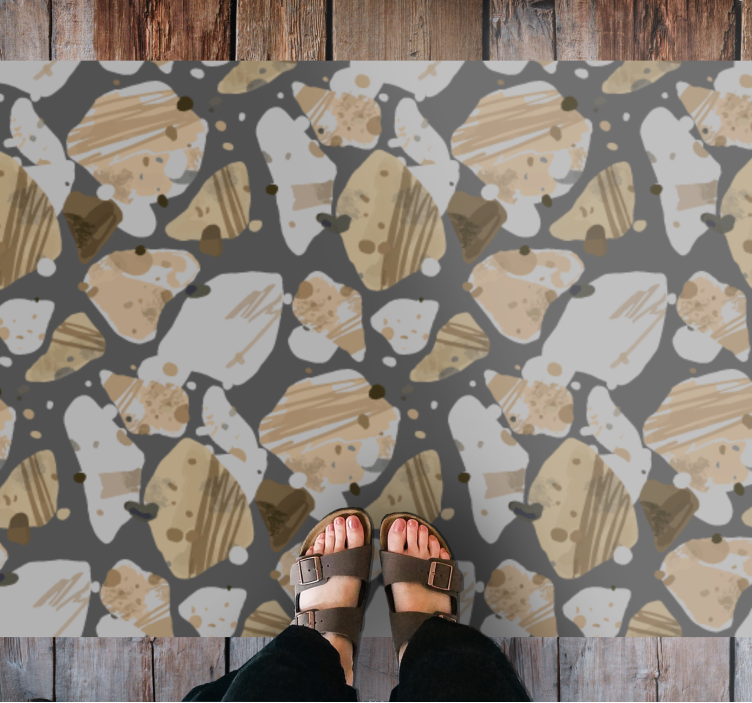 Abstract stone pattern wood effect rug - TenStickers