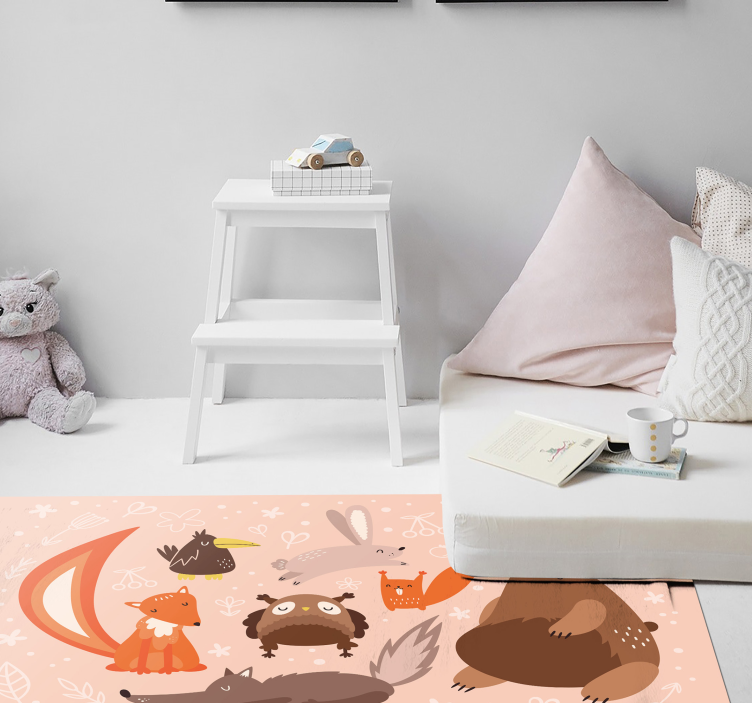 Adorable Animal Companions nursery rug - TenStickers