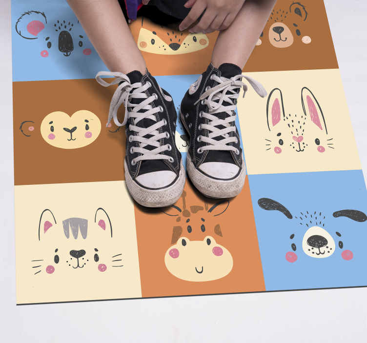 Baby animals tiles kids rug - TenStickers