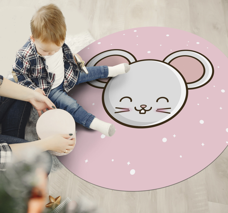 Adorable Mouse Illustration kids carpet - TenStickers