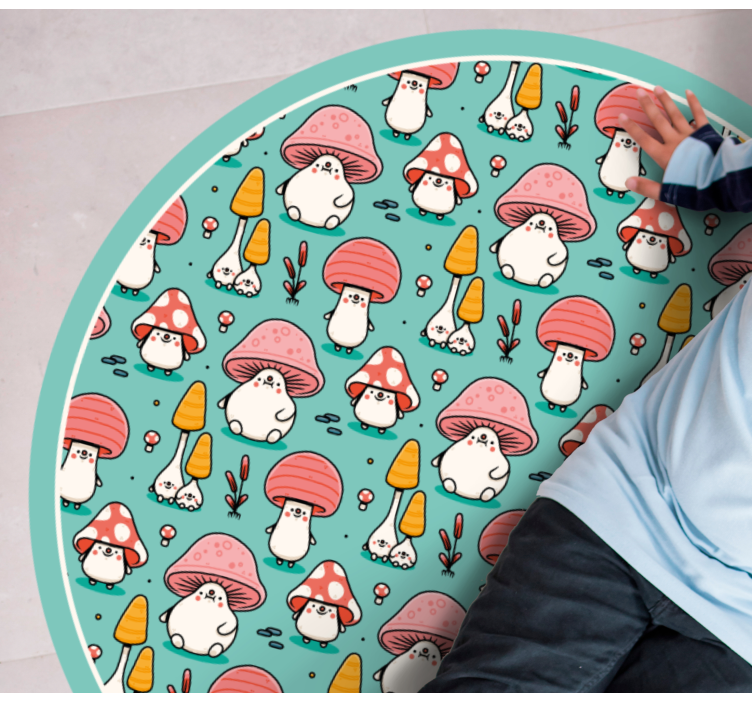 Adorable Mushroom Figures nature rug - TenStickers