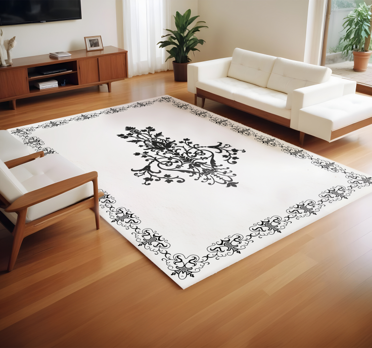 Aged damask white rug - TenStickers