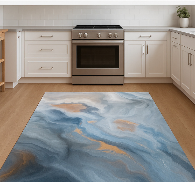 Amber-blue shades marble rug - TenStickers