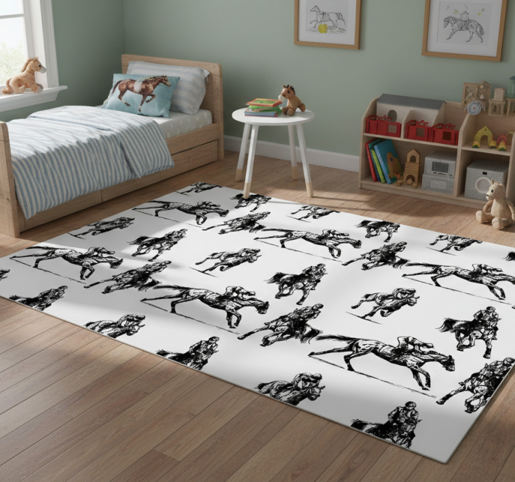 Animal mat black and white horse design - TenStickers
