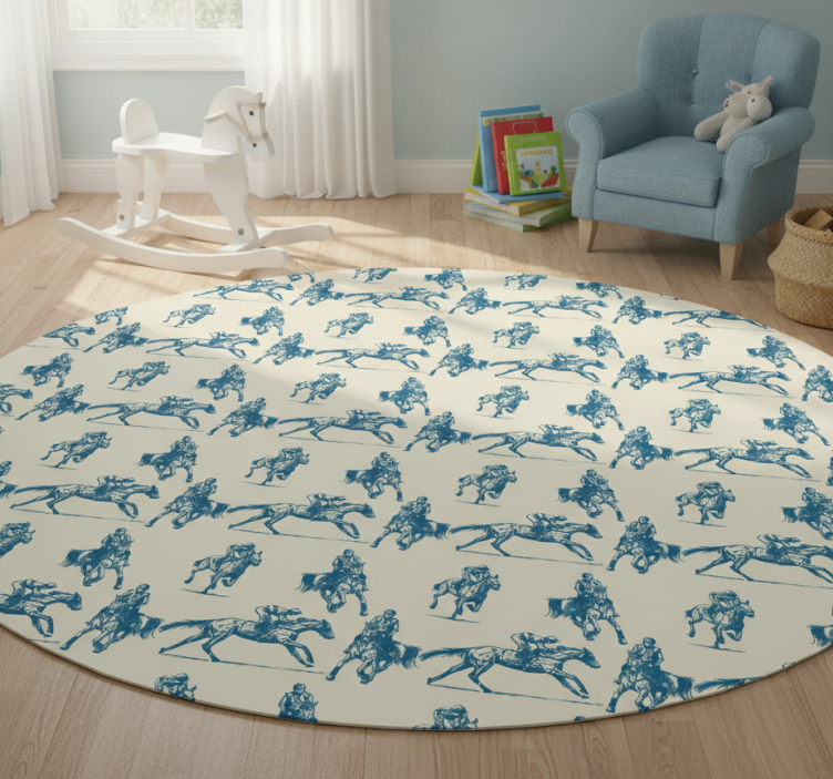 Animal mat blue and beige horse pattern - TenStickers