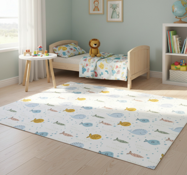 Animal mat cartoon multicolor fish - TenStickers