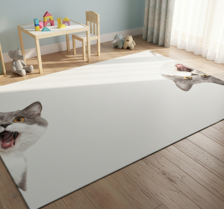 Animal mat cat peeking on white background - TenStickers