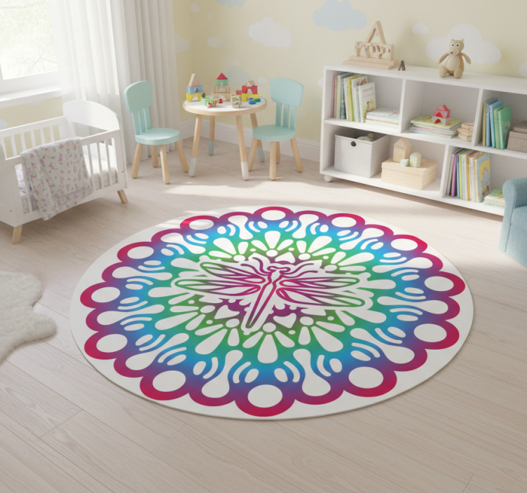 Animal mat colorful dragonfly mandala - TenStickers