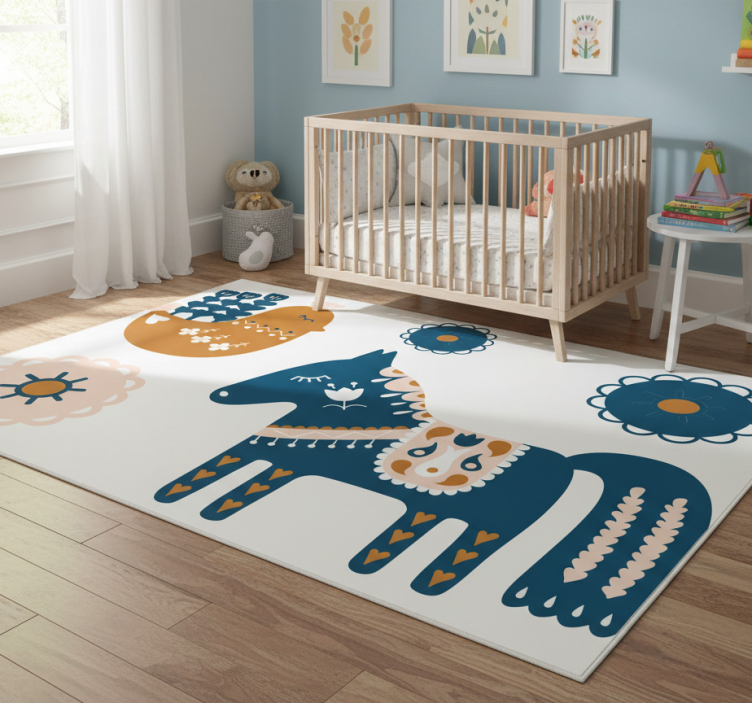 Animal mat colorful folk animal - TenStickers