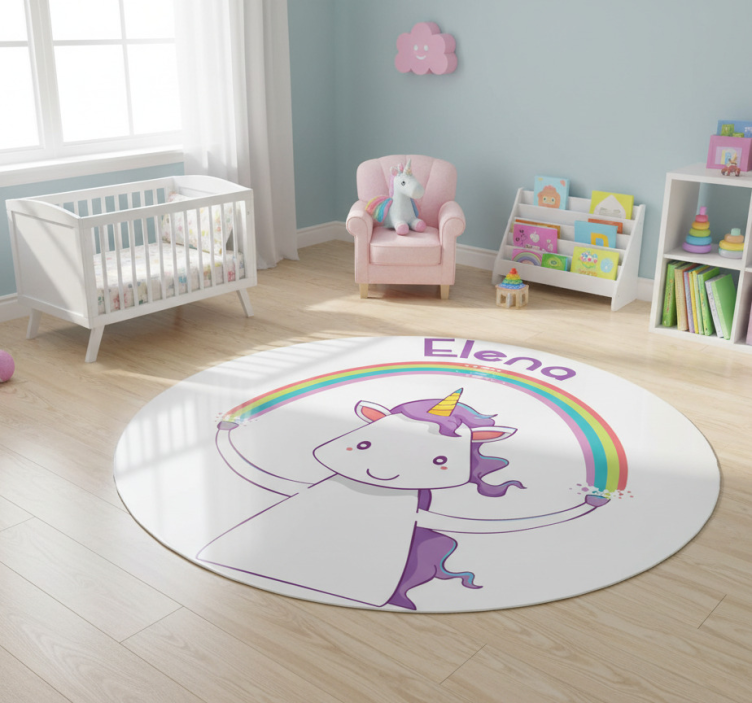 Unicorn and rainbow personalized animal mat - TenStickers