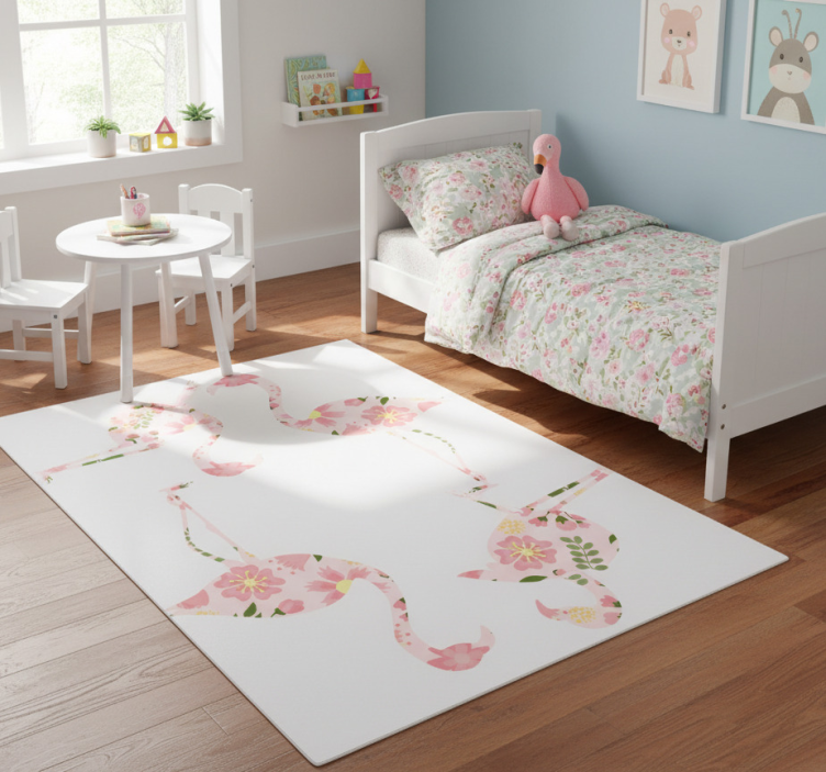 Animal mat flamingo floral design - TenStickers
